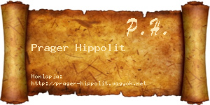 Prager Hippolit névjegykártya